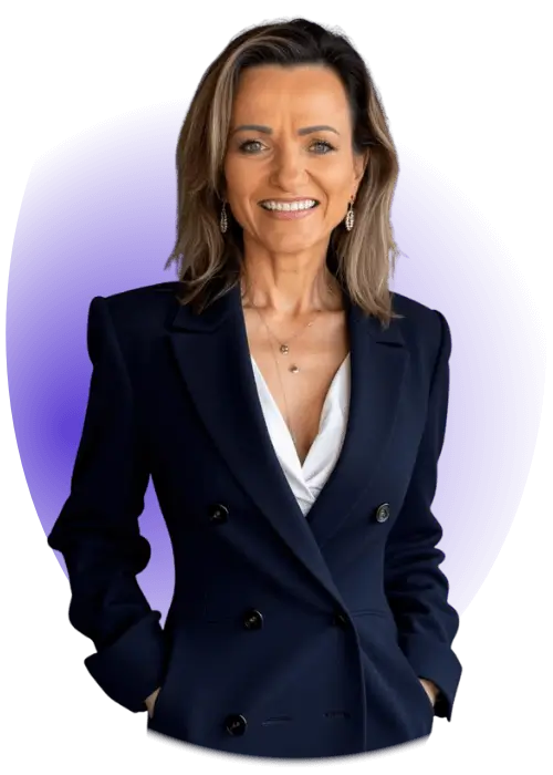 Owner Renata Klik in a navy blue jacket